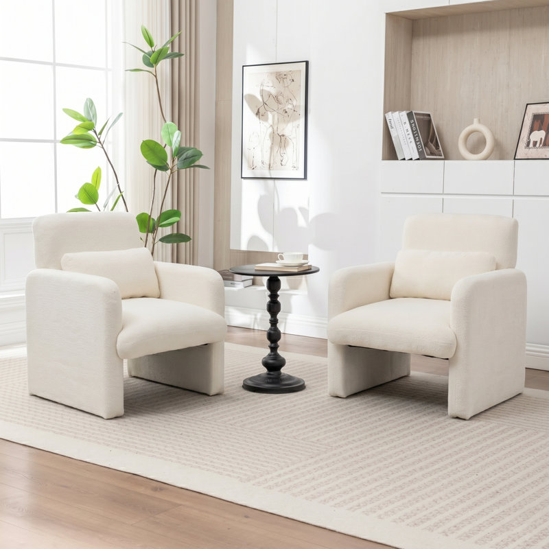 Fauteuil moderne recouvert de lin, Beige