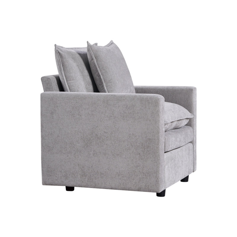 Fauteuil de lecture rembourré moderne à siège simple en tissu moderne Sofachenille, Gris