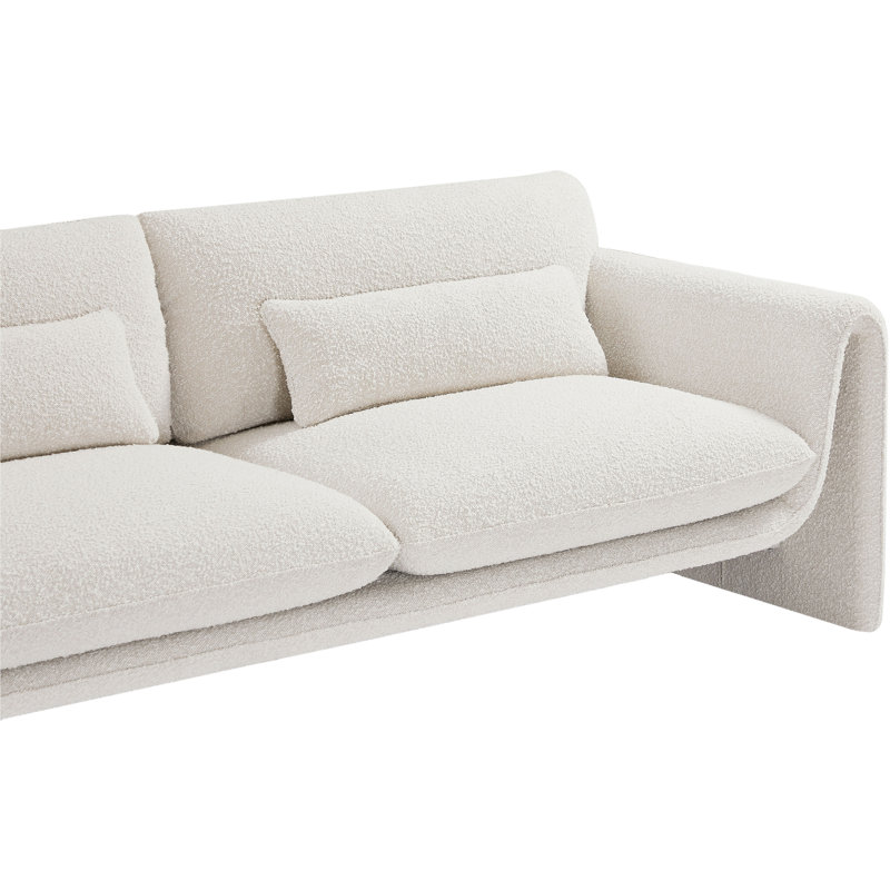 Causeuse 64 po, Tissu crème bouclé