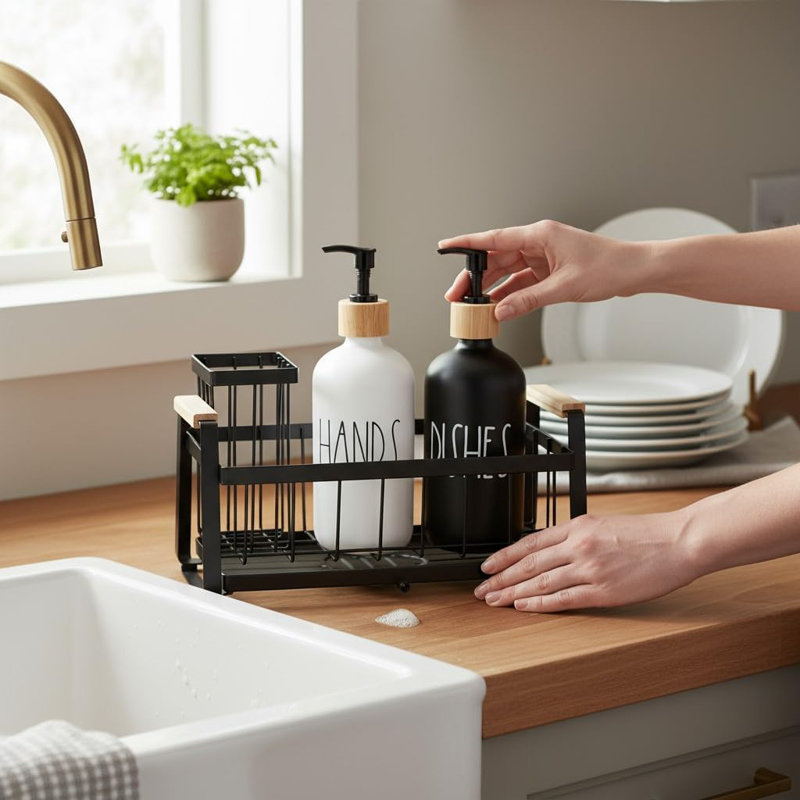 Ensemble de distributeur de savon de cuisine avec lavabo