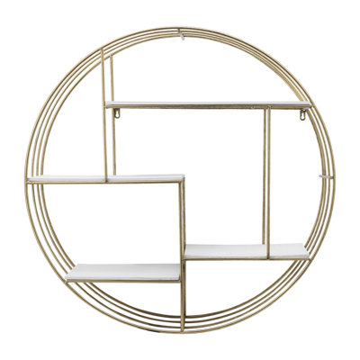 Modern Glam Iron and Wood Wall Storage Shelf - 32" x 7" x 32"