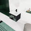 Meuble-lavabo moderne 24 po. Contreplaqué noir avec porte à fermeture en douceur. Lavabo en céramique lisse pour une belle salle de bain