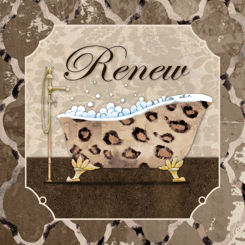 Leopard Print Bathtub - Wrapped Canvas Painting, 91cm H x 91cm W x 3.8cm D