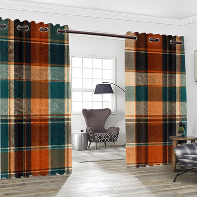 Ensemble de 2 rideaux occultants à œillets à carreaux tartan vintage, motif tartan rétro classique en polyester imprimé, protection de l'intimité, isolation thermique, obscurcissement de la pièce, blocage de la lumière solaire, idéal pour la décoration d'une chambre d'amis.