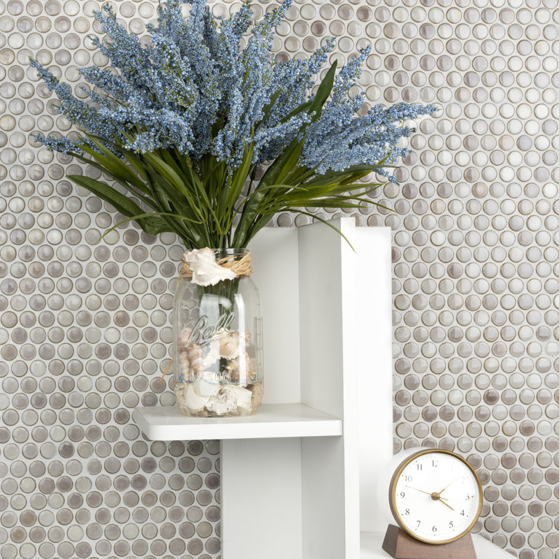Hudson Penny Round .80" x .80" Porcelain Penny Round Mosaic Wall & Floor Tile, Dove Gray