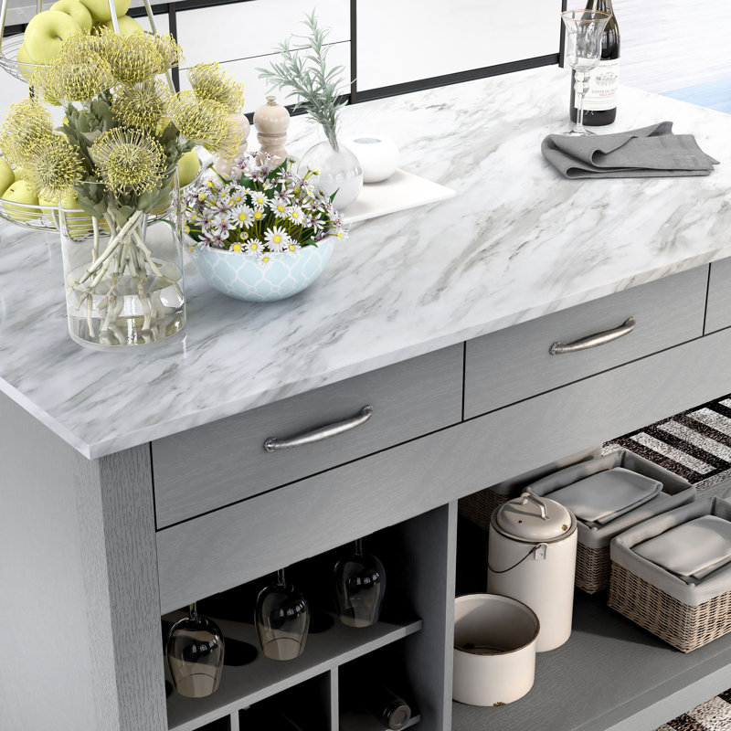 Îlot de cuisine extensible Alez, Gris clair