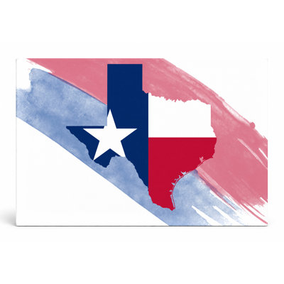 Texas State Map with Flag — Landscape Canvas Wall Art