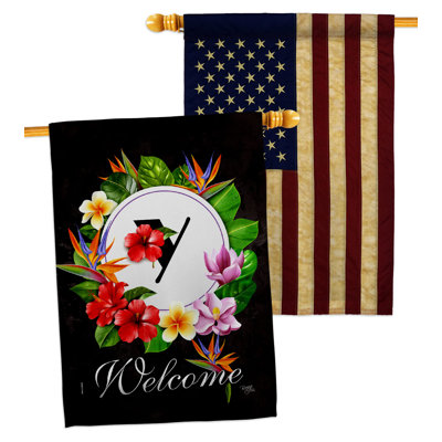 Drapeau de maison tropical en polyester à 2 côtés 40 x 28 po