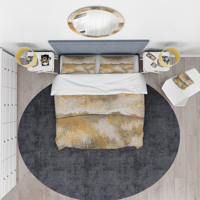Glam Cream and Brown Curious Sky - Modern Duvet Cover Set - Microfiber Polyester