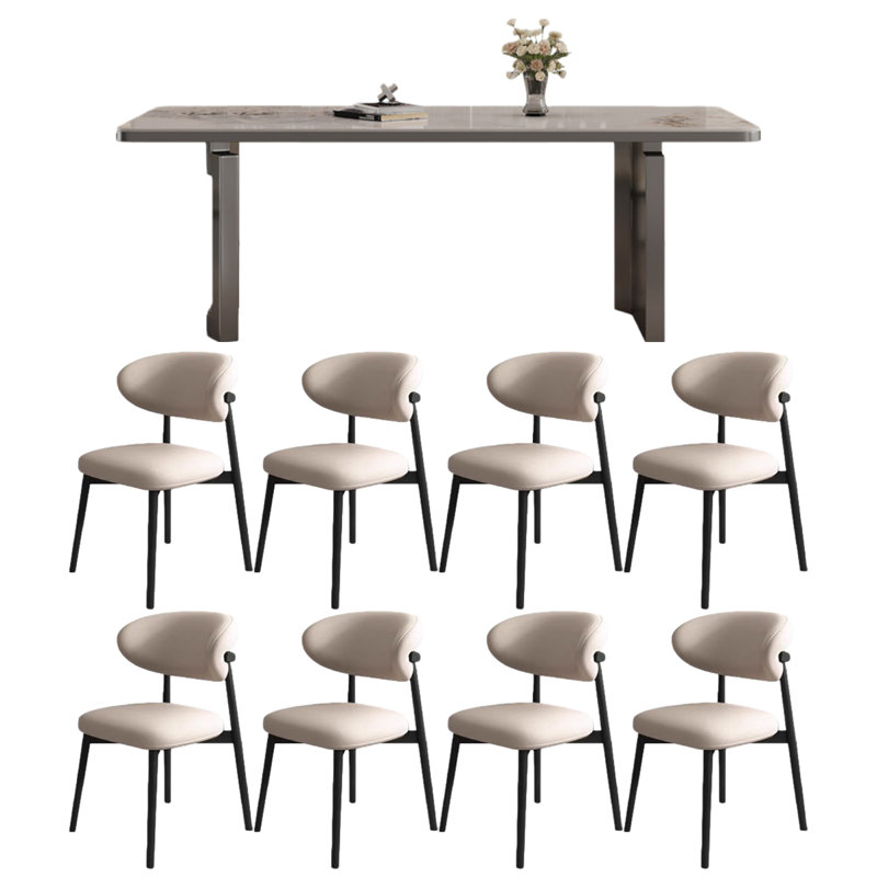 Table de salle à manger en granite à usage domestique, 29.53"H x 70.87"L x 35.43"W, 9