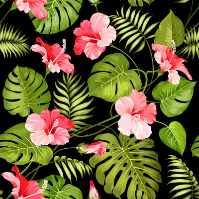 Impression sur toile tendue, motif de fleurs tropicales Stratford