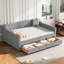 Twin Size Daybed with Spacious Drawers, Tufted Back, and Waved Arms in Light Grey for Modern Living-1455378382-1455378380