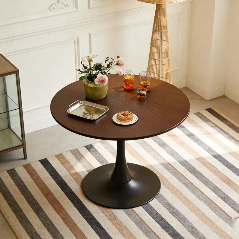 31.5'' Modern Dining Table, Walnut, Black