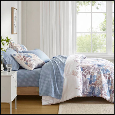 Ensemble d'édredon floral avec draps Blue King