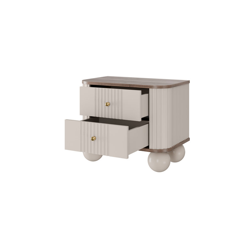 Dayzee 56cm W Manufactured Wood Bedside Table, Cashmere, Cashmere/Gold, Nut