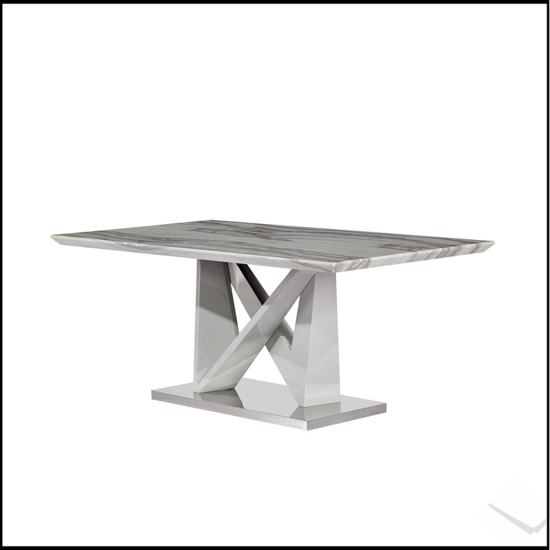 Table de salle à manger Caroline grise avec plateau en marbre, durable et élégante pour les intérieurs modernes