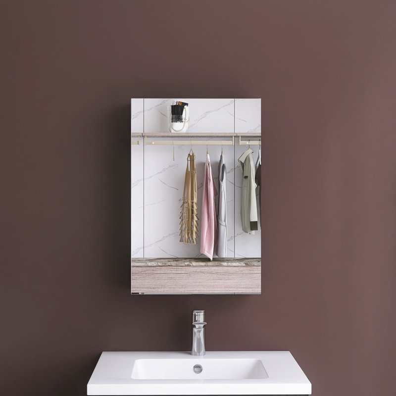 Pharmacie rectangulaire en aluminium avec miroir, H 24 po x l 16 po x P 4,8 po