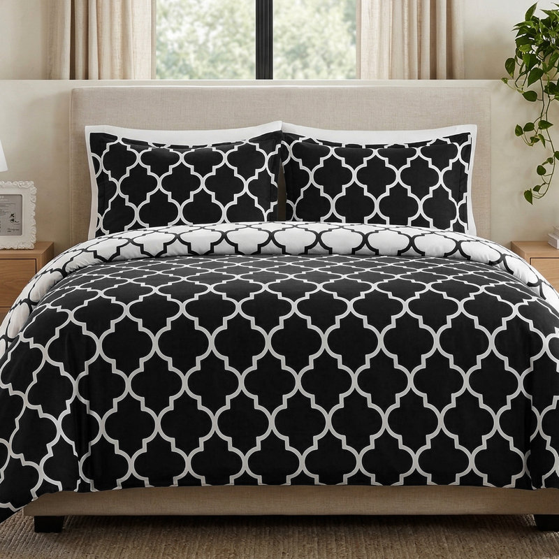 Ensemble d'édredon réversible en duvet synthétique 4 pièces Elegant Comfort, Édredon double/grand et 2 taies décoratives