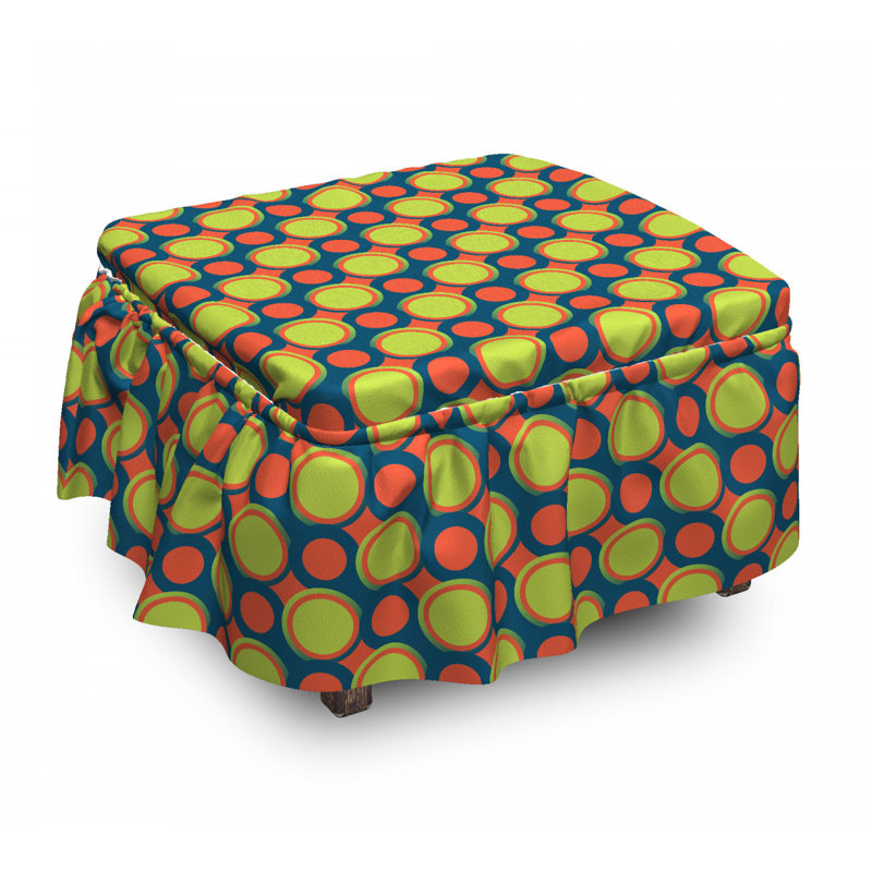Housse pour repose-pieds orange et cercles