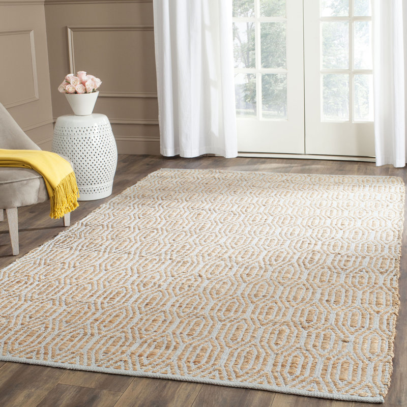 Tapis géométrique tissé à la main 80% jute, 20% coton Hallmark, Rectangle 8 pi x 10 pi
