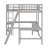 Wooden High Loftbed With Ladder，Safety Guardrail And 2 Built-In L-Shaped Desks-569341291