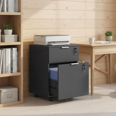 HOMCOM Mobile File Cabinet Wheels 2 Drawer