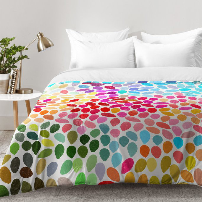 Ensemble d'édredon Garima Dhawan, Édredon pour très grand lit + 2 très grandes ta, Rose/vert/bleu