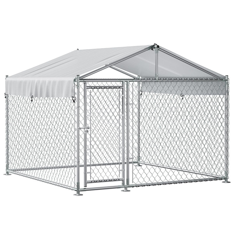 Grand chenil d'extérieur avec housse imperméable pour protection UV, H 59,1 po x l 78,5 po x P 78,5 po