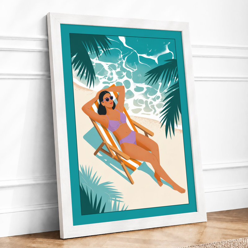 Poolside Repose Tropical - Framed Print, A1 - 84.1 x 59.4 cm, White