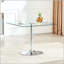 Table de salle à manger carrée en verre avec base en métal à colonne unique-2068150011