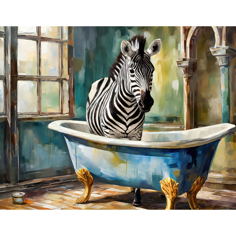 «Zebra Bathaign» sur toile, H 20 po x l 24 po