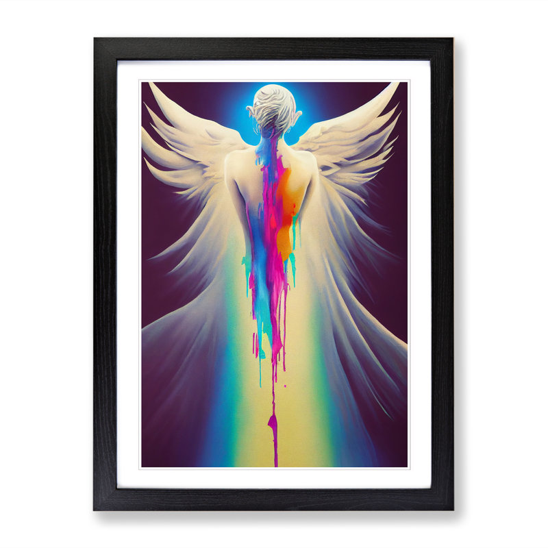 Lemari Dripping Paint Angel - Picture Frame Print, Black, 34cm H x 25cm W x 2cm D