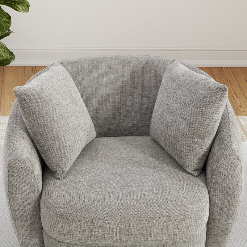 Fauteuil d'appoint pivotant moderne de 38 po de large avec rangement sous le siège et 2 coussins amovibles (ensemble de 2)