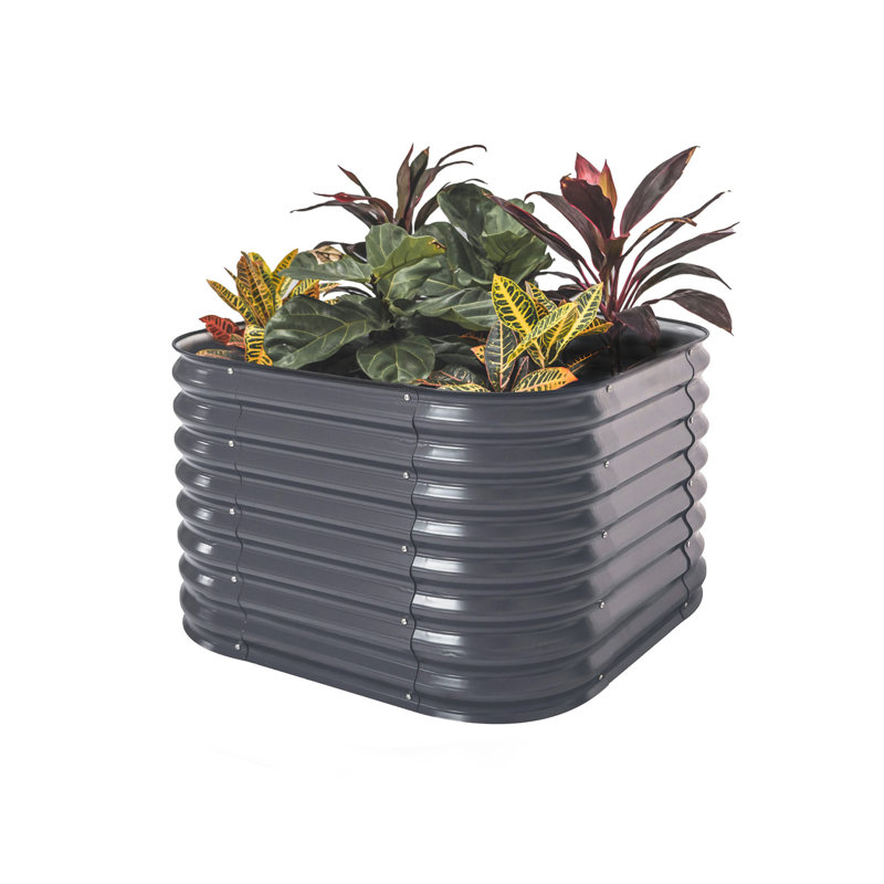 26" Tall 4 In 1 Modular Metal Outdoor Raised Garden Bed, Modern Gray