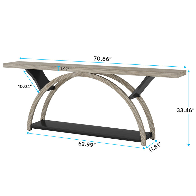 Jaival 70.86'' Console Table Sofa Table, Grey