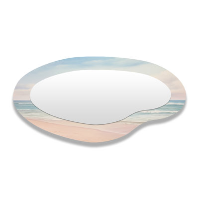 Ocean Tranquility Tender Pink Pastel Sunrise - Beach Nautical Wall Mirror In Asymmetrical Shapes