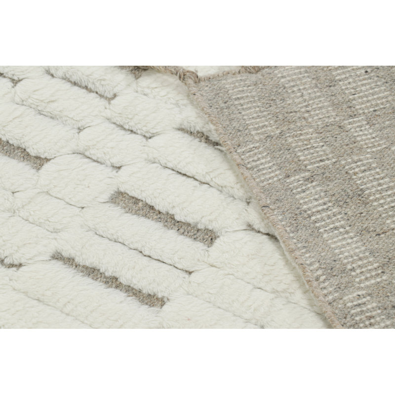 Hand Knotted Wool Geometric Area Rug, Rectangle 6' x 9'