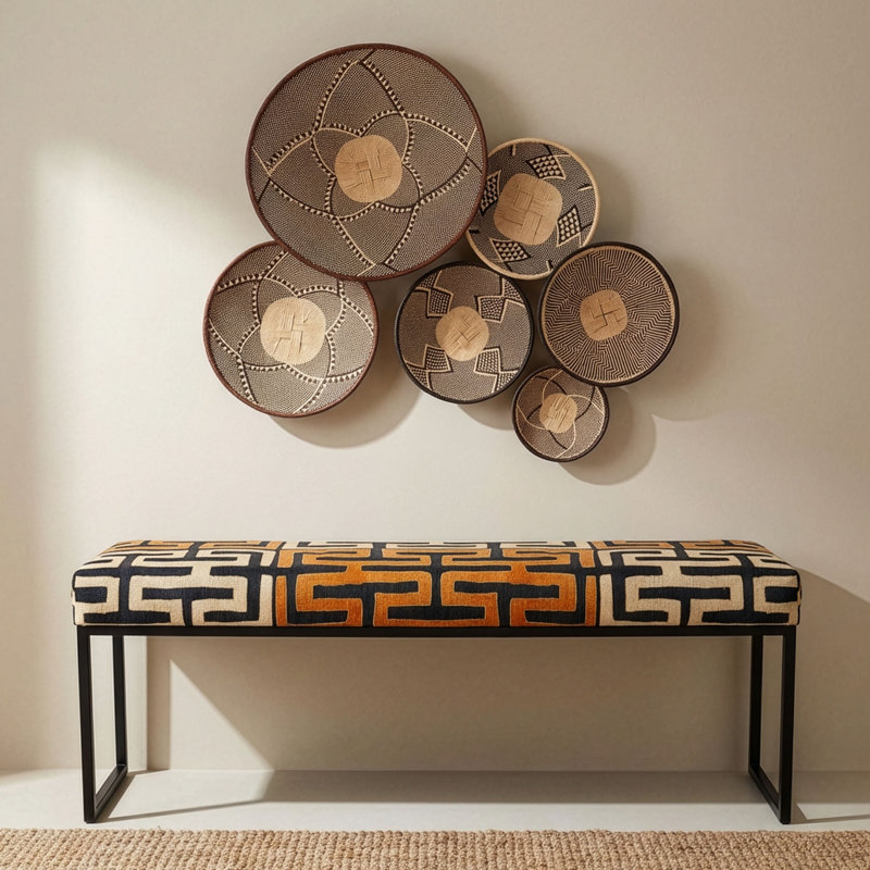 Tonga Two-Tone Handwoven Wall Basket, 13"-16" Diameter