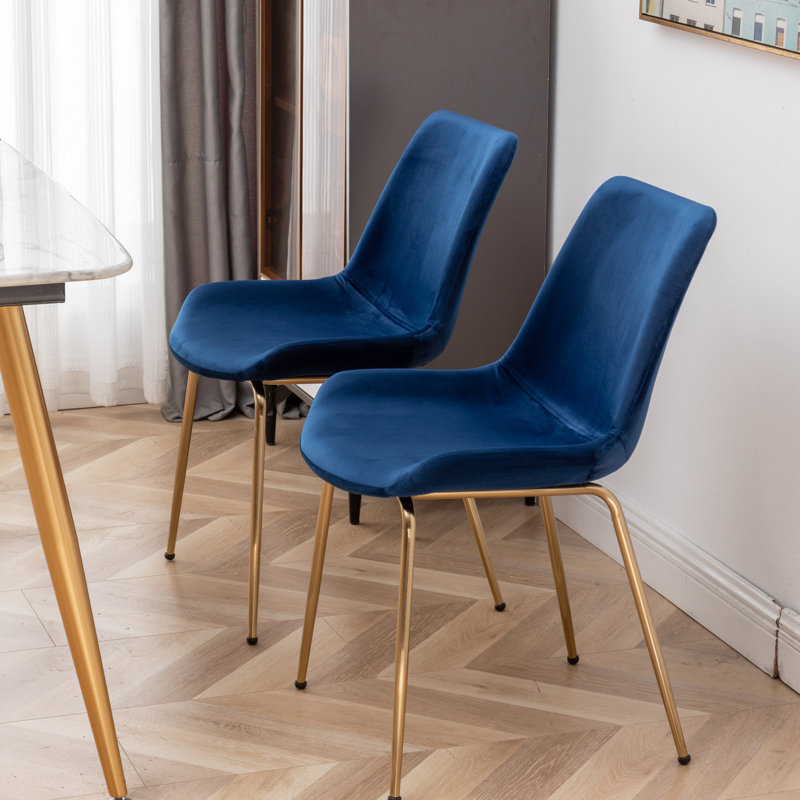 2 chaises de salle à manger modernes en velours bleu - Chaise élégante et confortable, élégante et pour votre maison, Bleu