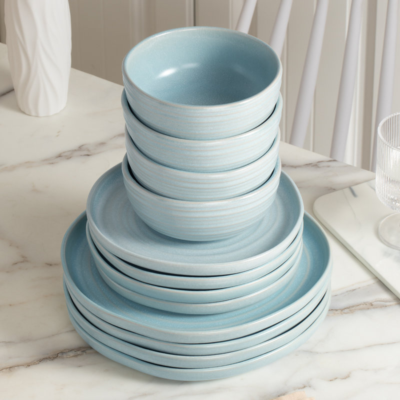 Ensembles de vaisselle et assiettes 12 pièces Famiware Pluto, Bleu clair