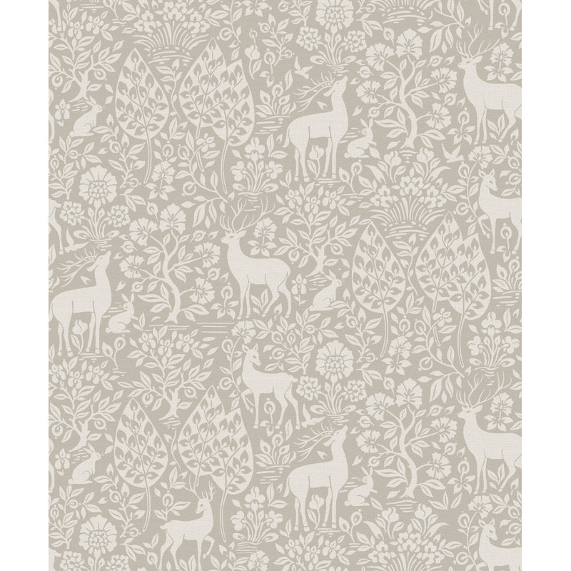 Papier peint taupe Deer Woods, Beige