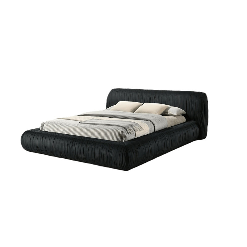 Lit plateforme tapissier 1 pièce, Grand lit, Noir