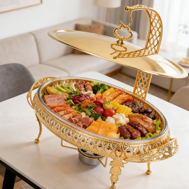 Large-capacity Multi-functional Oval Glass Chafing Dish