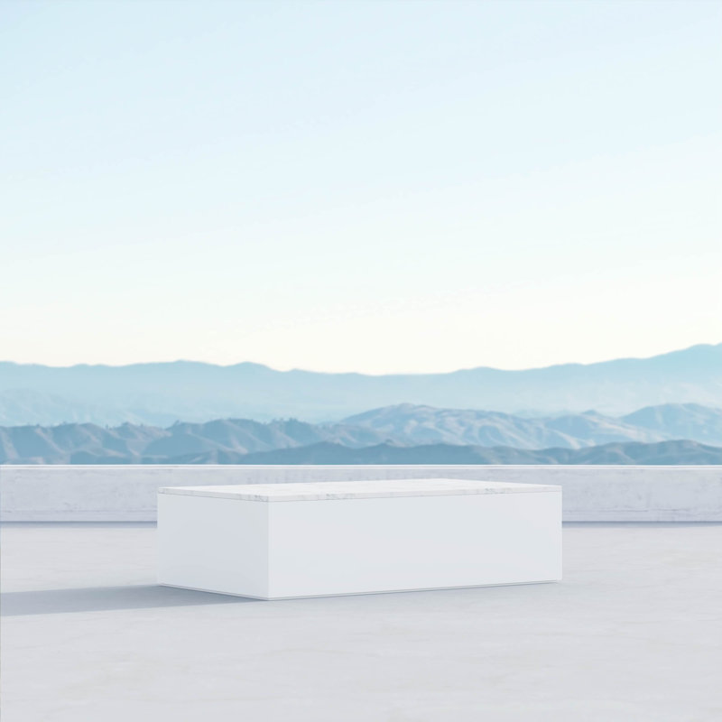 Porto Aluminum Coffee Table, Honed Carrara