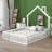 Wood House Platform Bed With Guardrail-878043055