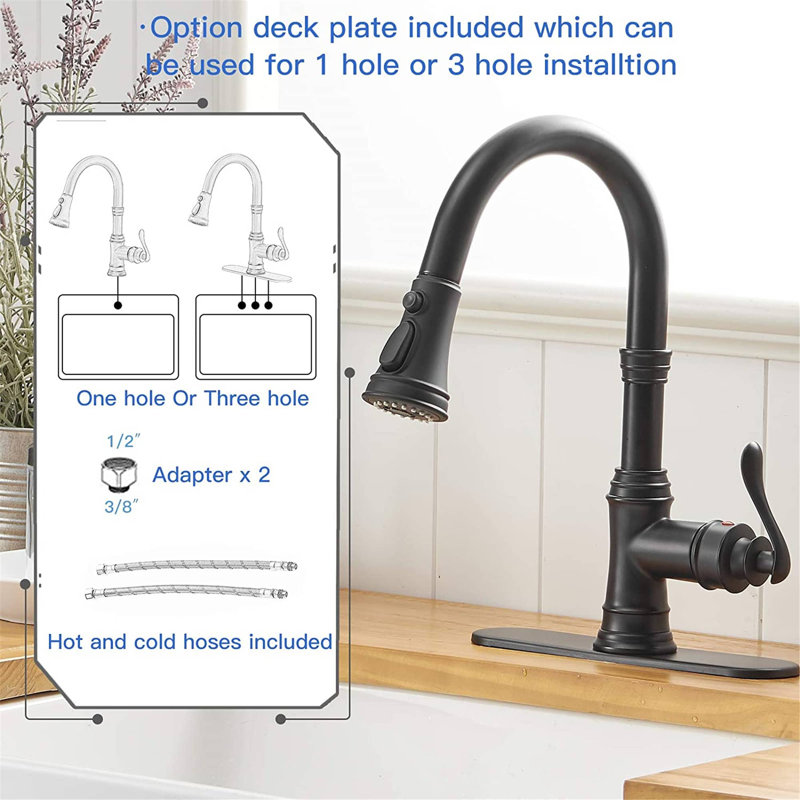AWZTOO Pull Down Kitchen Faucet, Matte Black