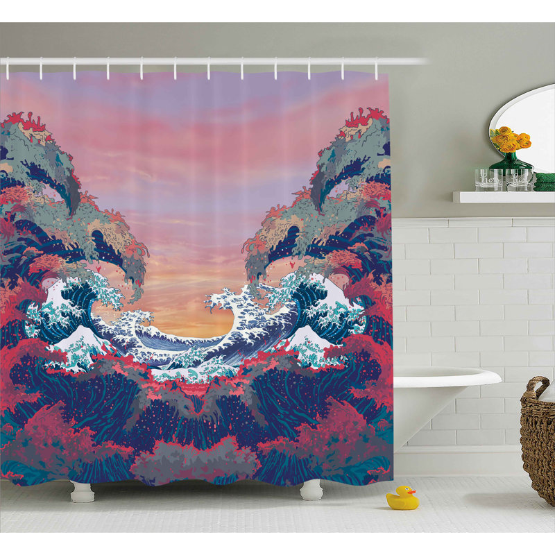 Rideau de douche simple à vie fantaisie colorée ocean, l 69 po x L 84 po