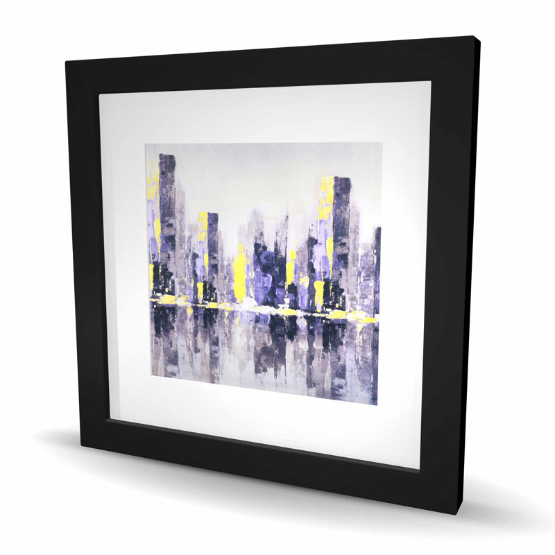 Abstrait ville mauve - reproduction encadrée pour la chambre à coucher, H 16 po x l 16 po
