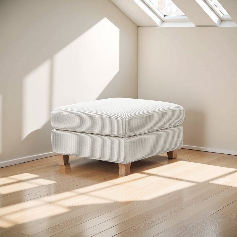 29.52-inch upholstered ottoman, Beige