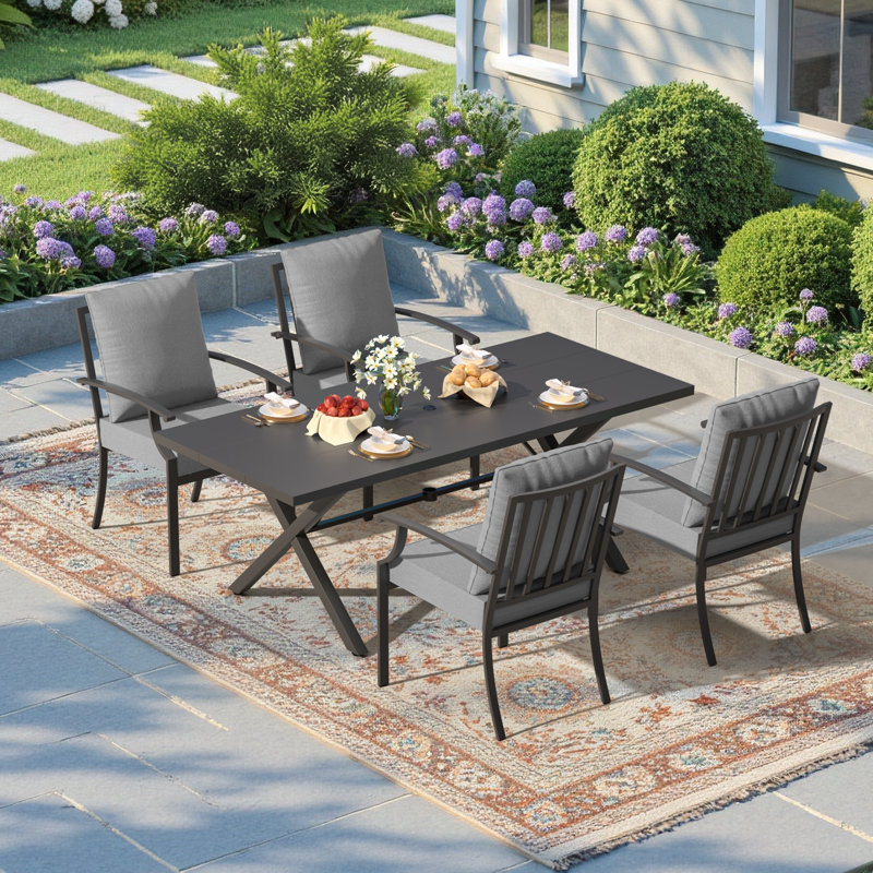 Ensemble de salle à manger de patio, 4, Gris